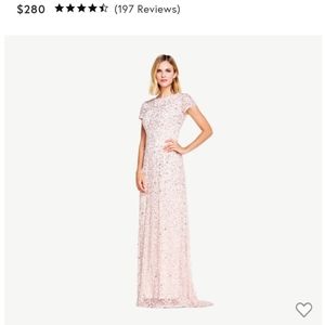 Adrianna Pappell Scooped Back Sequined Gown Blush